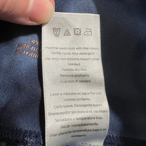 Danskin Now Womens Athletic Leggings Acid Wash Tie Dye Blue Pockets Medium - Picture 8 of 8